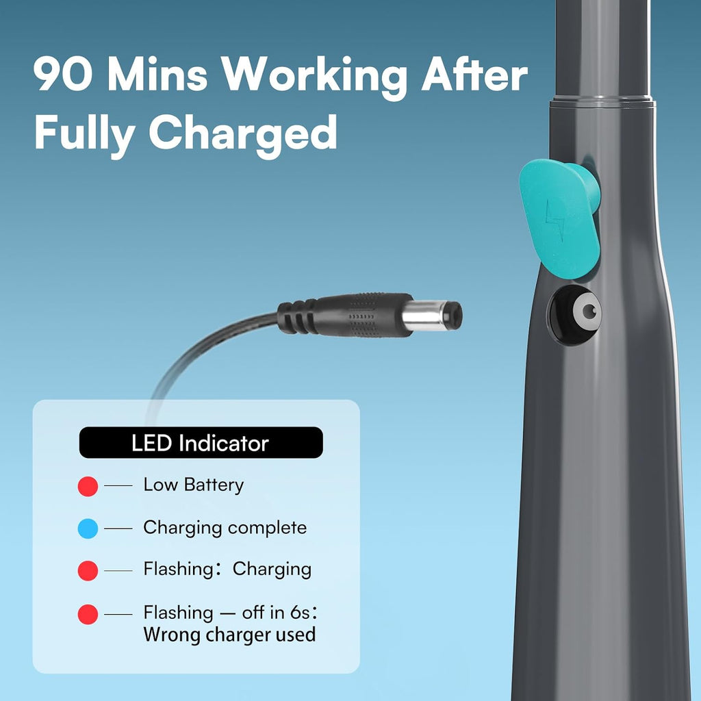 PoolMr Handheld Pool Vacuum for Above Ground Pool & Hot Tub Vacuum, with 2 Brush Heads, 90 Mins Running Time, 13.2 Gallons/Min Powerful Suction, Ideal for Cleaning Debris and Sand Underwater, Black