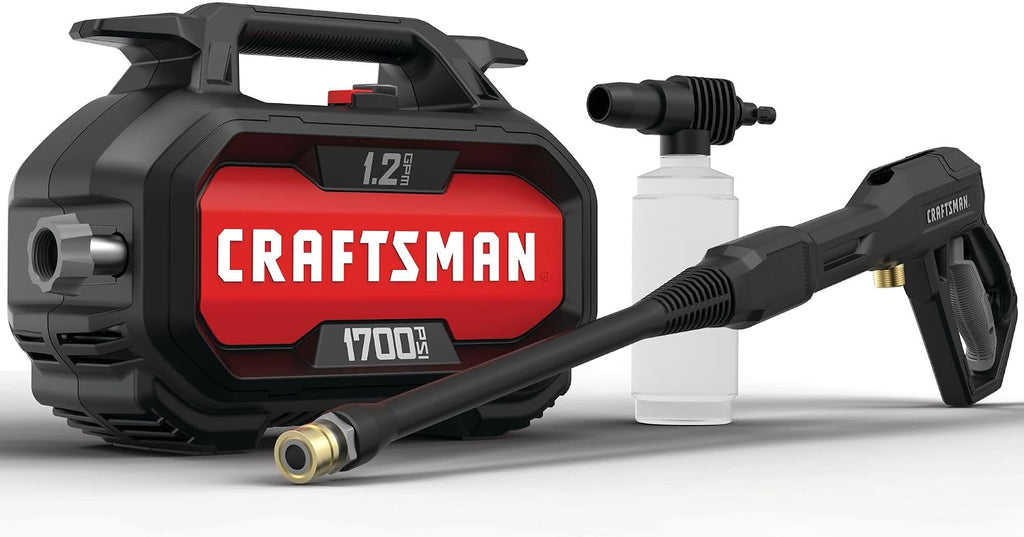CRAFTSMAN Electric Pressure Washer, Cold Water, Lightweight Corded Power Washer for Cars, Driveways, Patio and Garage, Powerful 1700-PSI, 1.2-GPM, Compact, Easy to Use (CMEPW1700)
