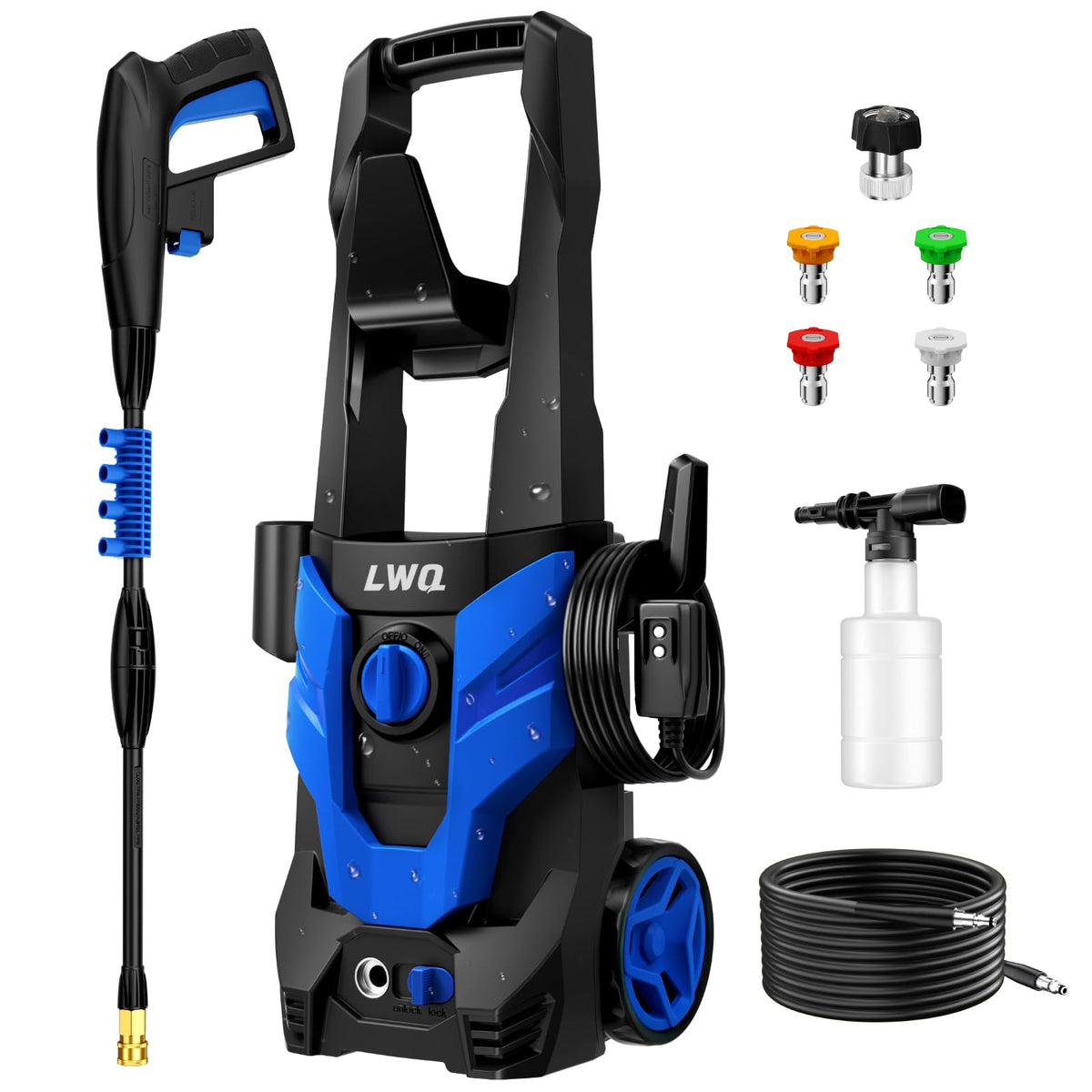 Pressure Washer, Power Washer with 4 Quick Connect Nozzles 1 Foam Cannon, High Pressure Cleaning Machine for Cars/Fences/Driveways/Patios/Farms/Home Cleaning(Bright Green)