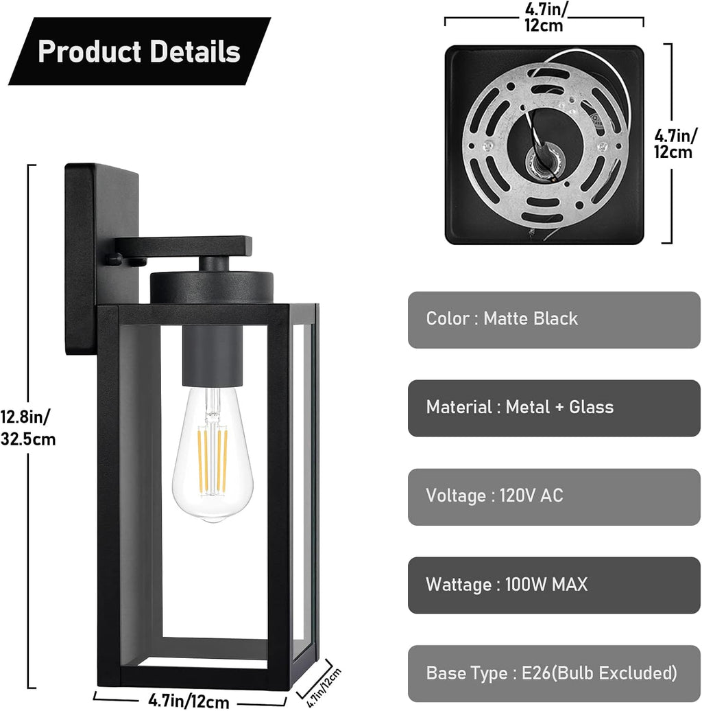 BesLowe Outdoor Wall Light Fixtures, Modern Black Exterior Wall Lanterns