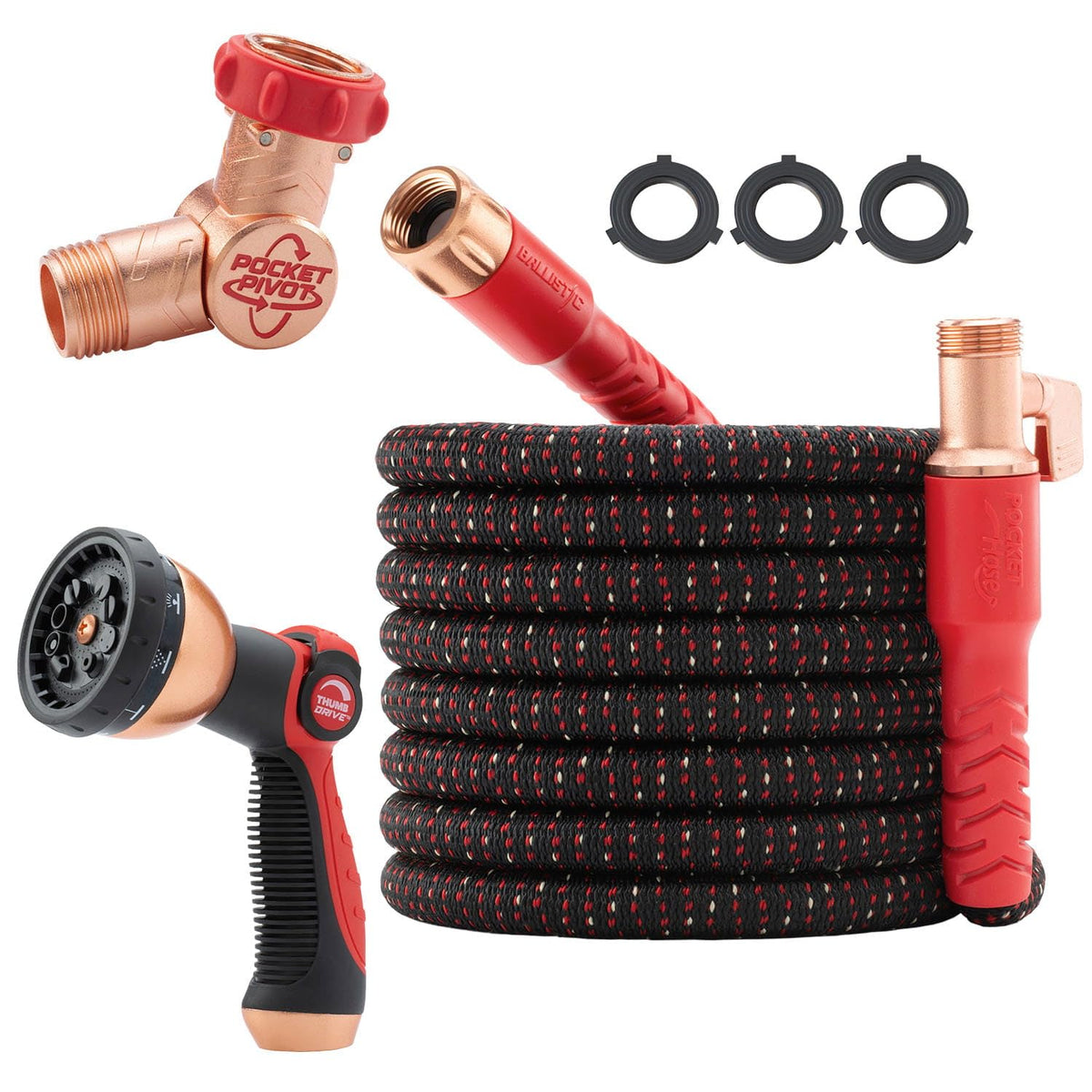 Pocket Hose Ballistic 100 FT Expandable Garden Hose, No-Kink, As Seen on TV