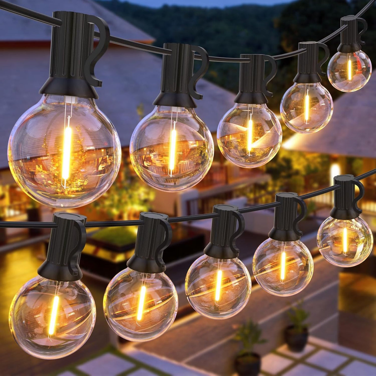 GPATIO Outdoor String Lights, 100FT G40 Bulbs Shatterproof Patio Lights, Waterproof Dimmable Hanging Outdoor Lights, Connectable LED Outside Lights for Backyard Yard Gazebo Porch Party