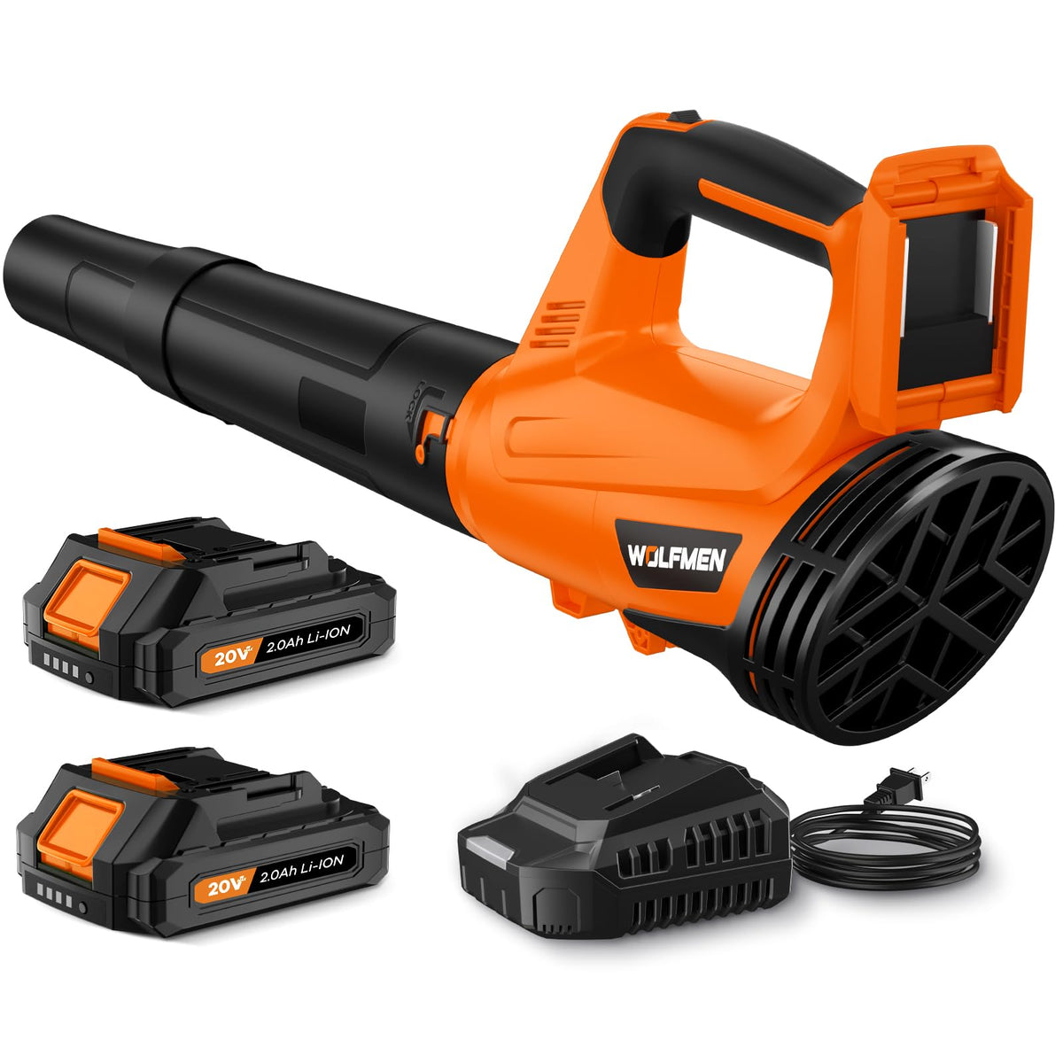 Leaf Blower, Electric Leaf Blower Cordless with 2 Batteries and Charger, 2 Speed Mode, Lightweight Cordless Leaf Blowers for Lawn Care, Blowing Leaves, Patio Cleaning and Dust, Green