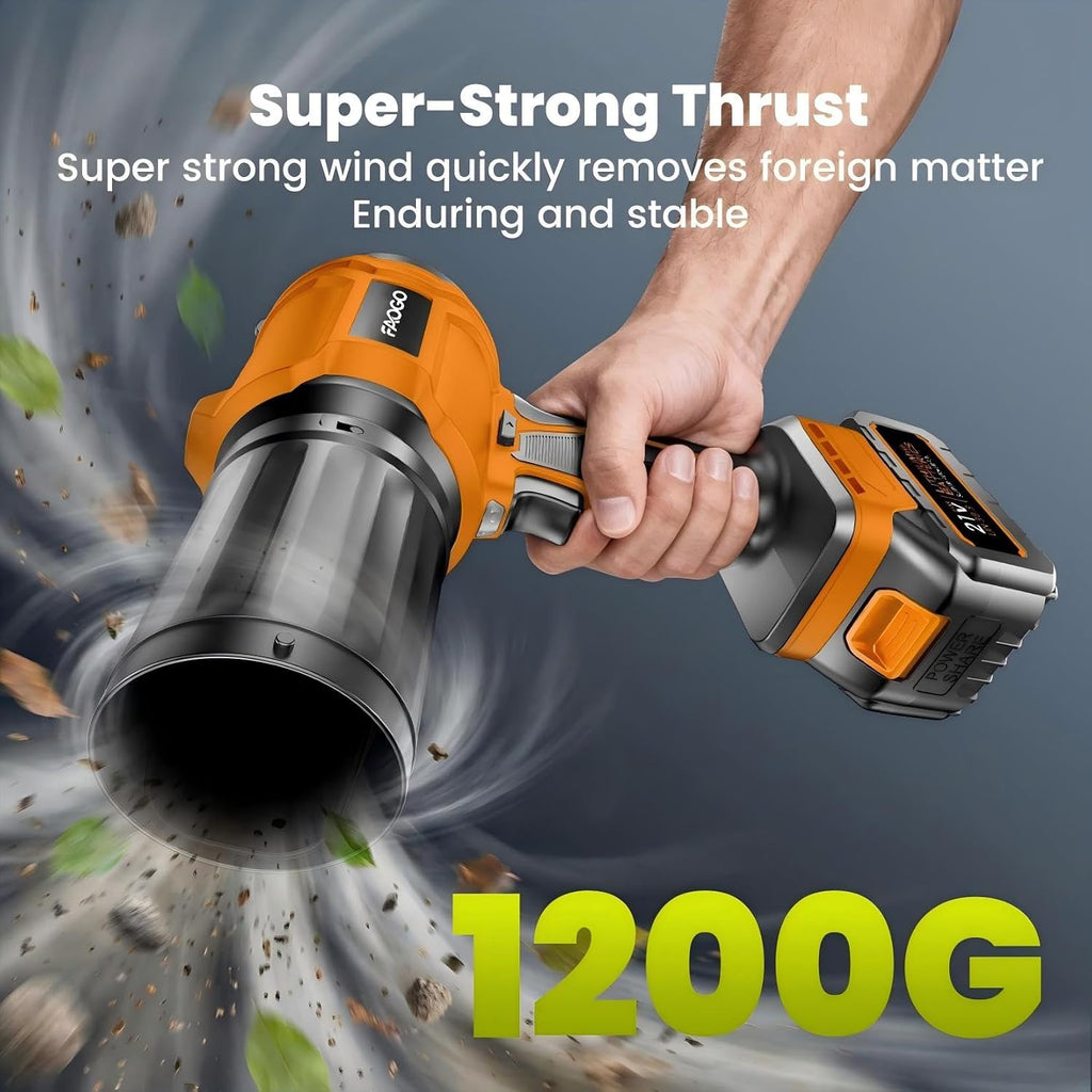 Cordless Leaf Blower with 2 Batteries & Charger - 990,000 RPM Electric Handheld Blower, Lightweight for Lawn, Yard, Patio, Garden Care - Orange