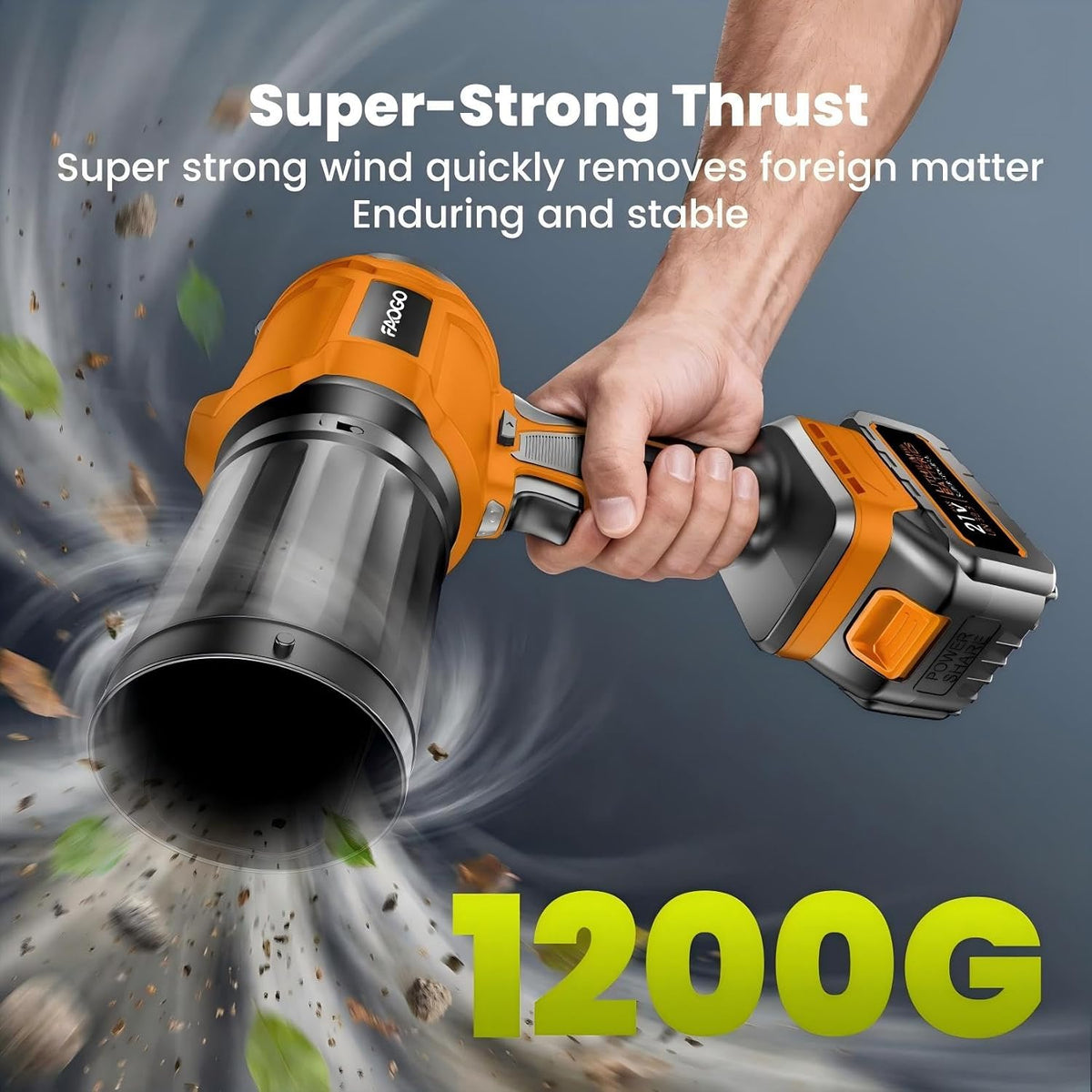 Cordless Leaf Blower with 2 Batteries & Charger - 990,000 RPM Electric Handheld Blower, Lightweight for Lawn, Yard, Patio, Garden Care - Orange
