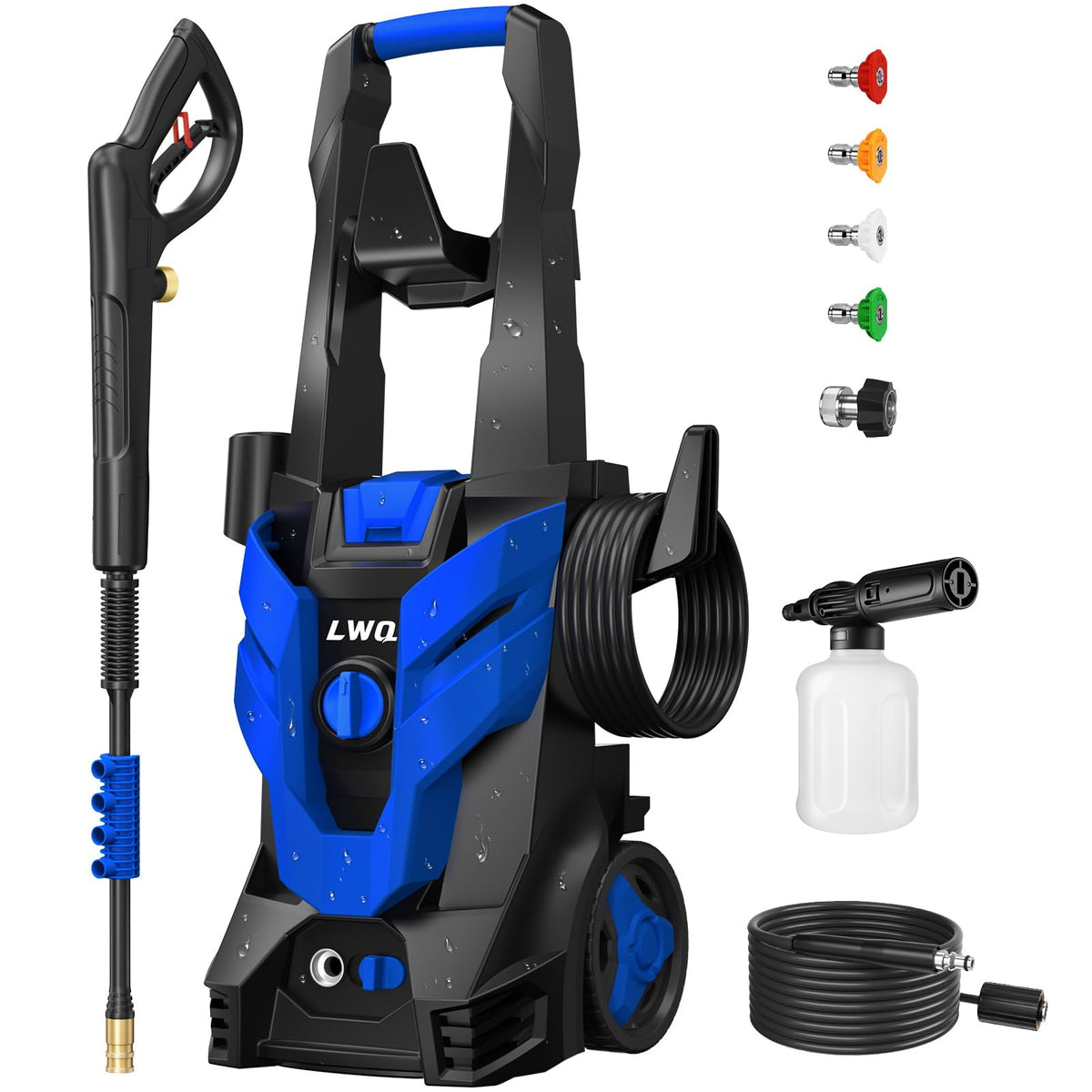 Pressure Washer, Power Washer with 4 Quick Connect Nozzles 1 Foam Cannon, High Pressure Cleaning Machine for Cars/Fences/Driveways/Patios/Farms/Home Cleaning(Bright Green)