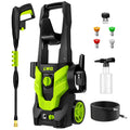 Pressure Washer, Power Washer with 4 Quick Connect Nozzles 1 Foam Cannon, High Pressure Cleaning Machine for Cars/Fences/Driveways/Patios/Farms/Home Cleaning(Bright Green)