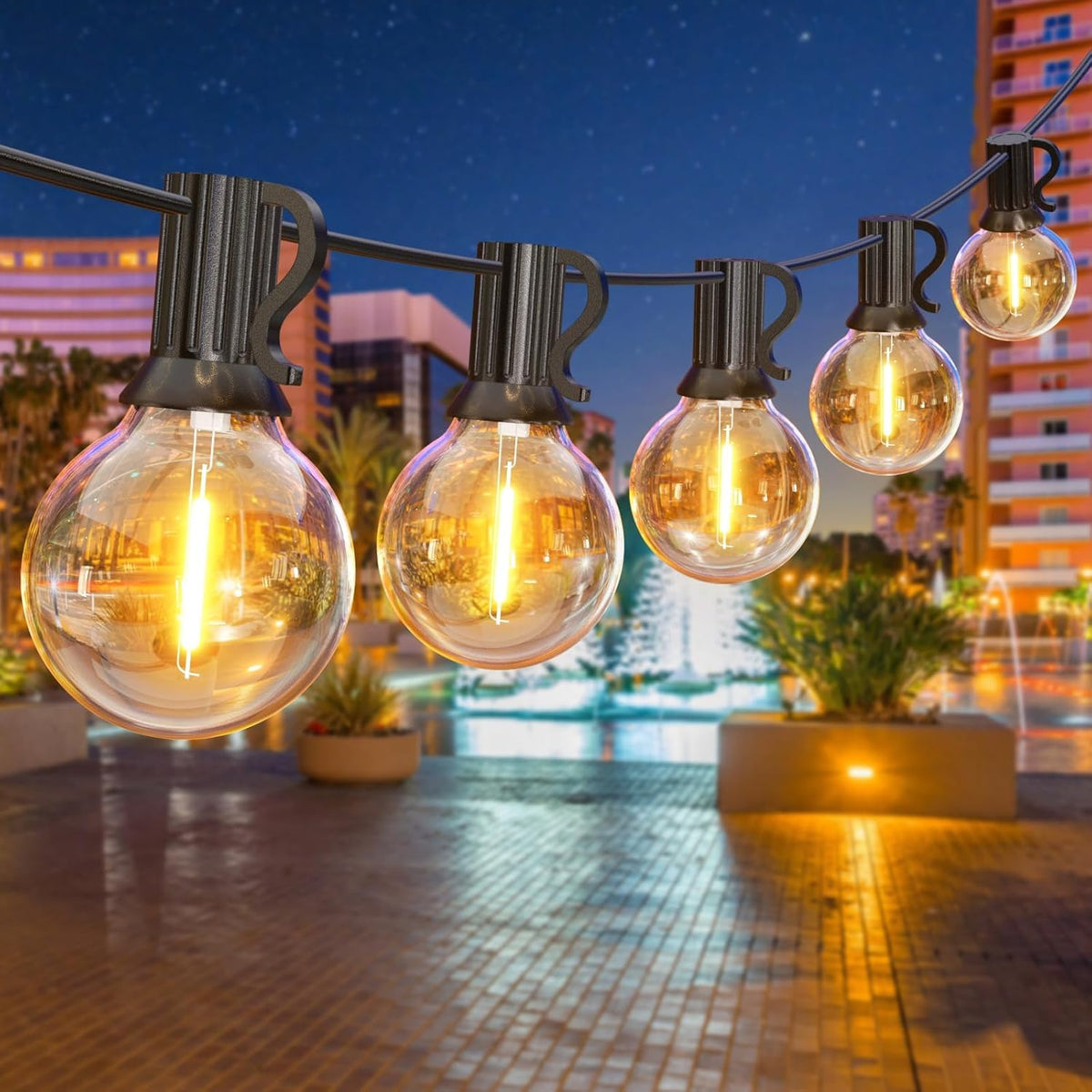 GPATIO Outdoor String Lights, 100FT G40 Bulbs Shatterproof Patio Lights, Waterproof Dimmable Hanging Outdoor Lights, Connectable LED Outside Lights for Backyard Yard Gazebo Porch Party