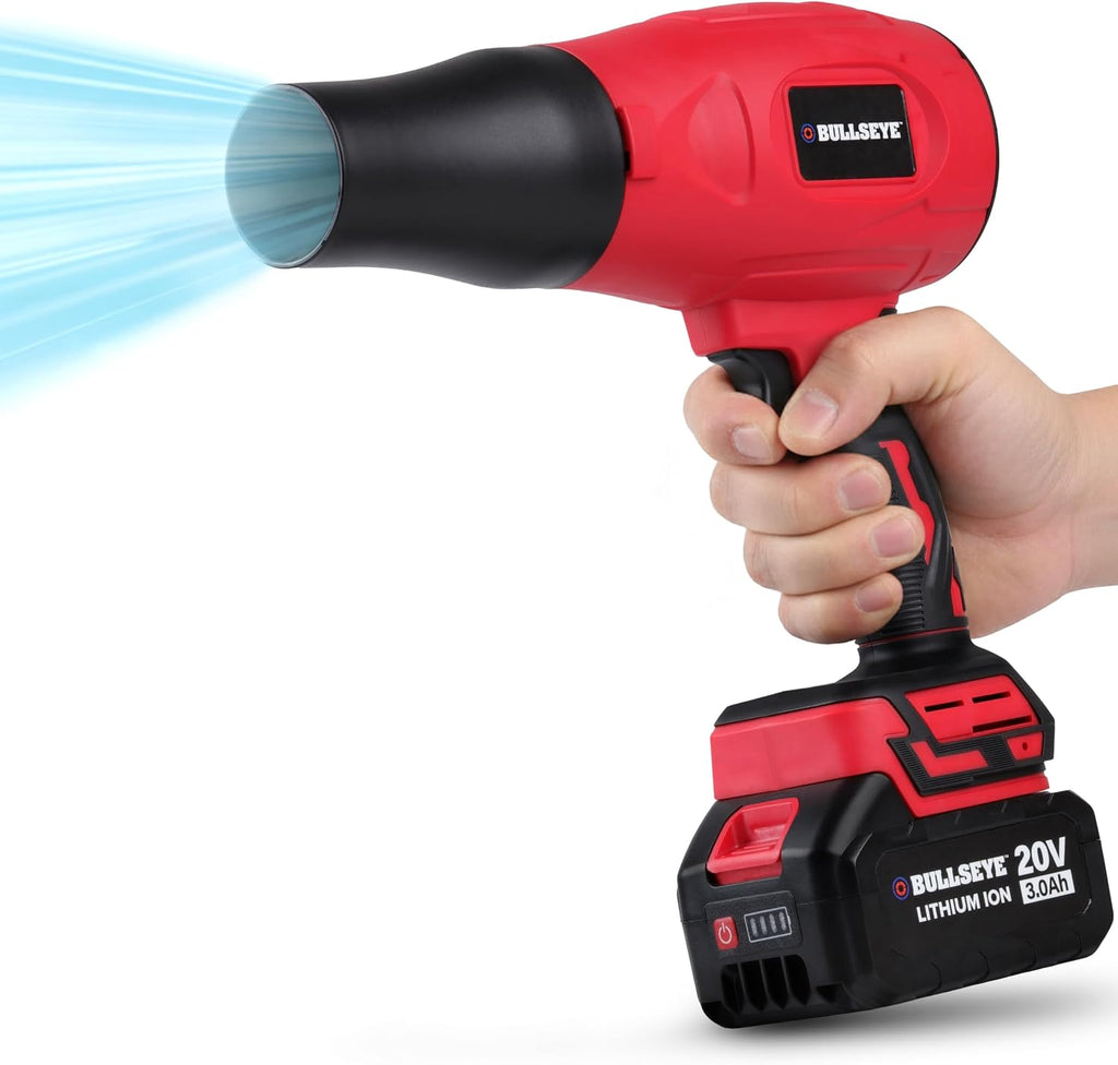 Bullseye Blower Cordless Leaf Blower, Handheld Turbo Jet with 2 Batteries, 20V 350W Electric Air Power for Patio, Garage Cleaning and Car Drying, As Seen on TV
