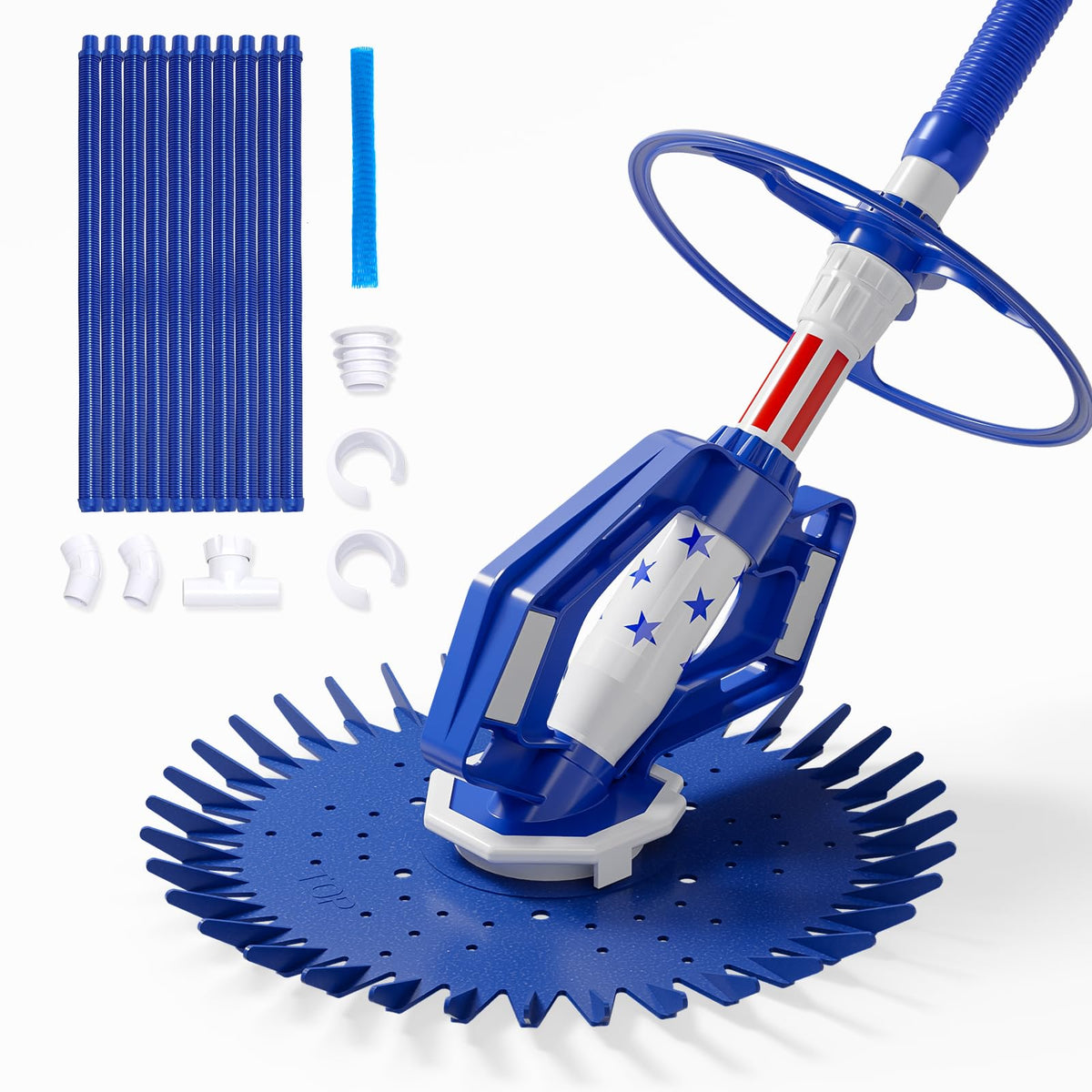 VINGLI Pool Cleaner, Automatic Wall-Climbing Pool Vacuum -Navy Blue&White
