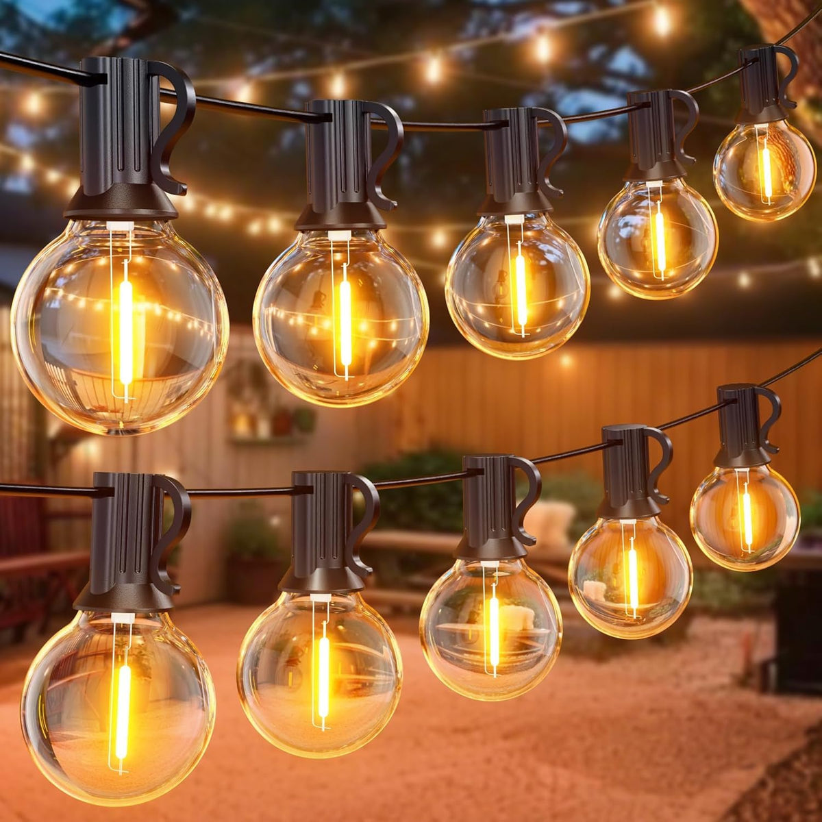 GPATIO Outdoor String Lights, 100FT G40 Bulbs Shatterproof Patio Lights, Waterproof Dimmable Hanging Outdoor Lights, Connectable LED Outside Lights for Backyard Yard Gazebo Porch Party