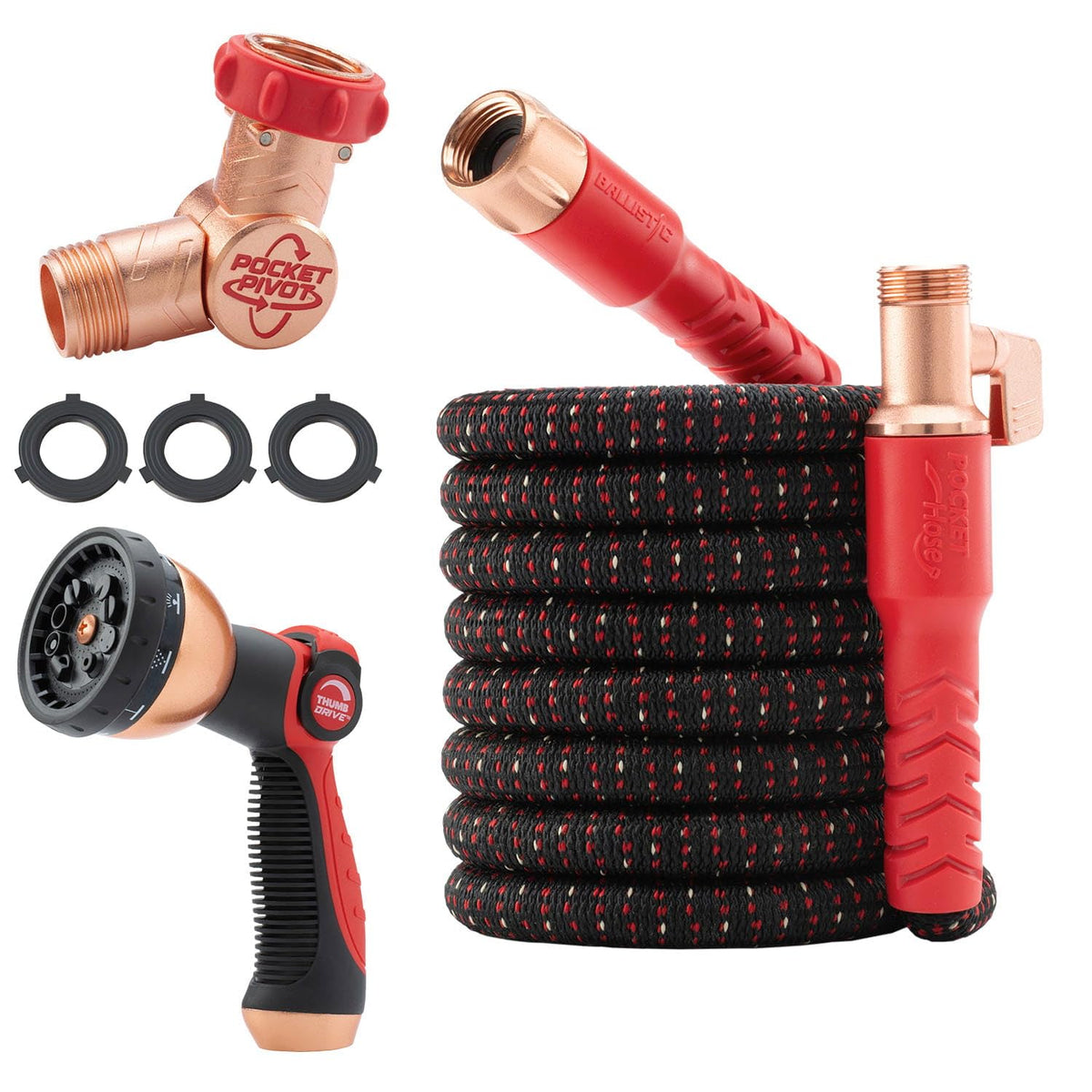 Pocket Hose Ballistic 100 FT Expandable Garden Hose, No-Kink, As Seen on TV