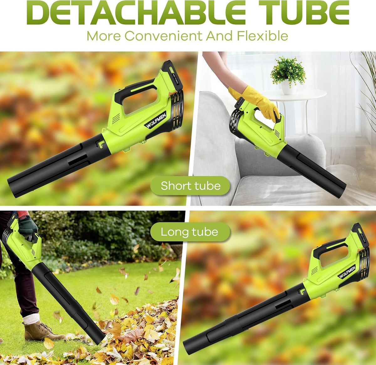 Leaf Blower, Electric Leaf Blower Cordless with 2 Batteries and Charger, 2 Speed Mode, Lightweight Cordless Leaf Blowers for Lawn Care, Blowing Leaves, Patio Cleaning and Dust, Green