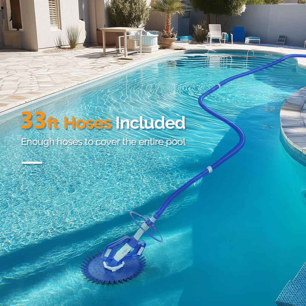 VINGLI Pool Cleaner, Automatic Wall-Climbing Pool Vacuum -Navy Blue&White