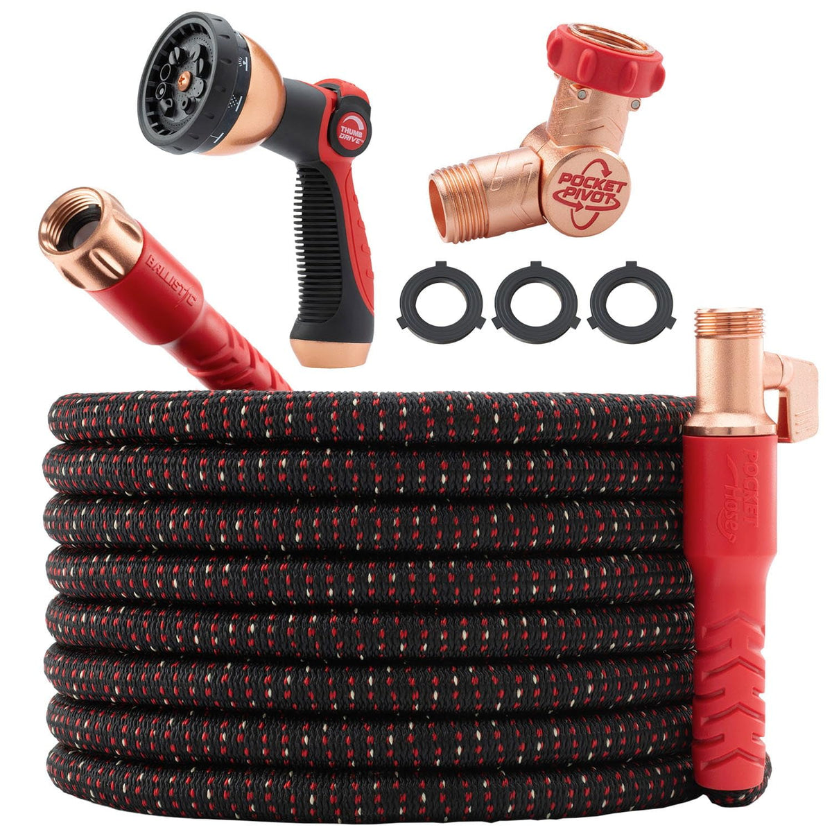 Pocket Hose Ballistic 75 FT Expandable Garden Hose, No-Kink, As Seen on TV