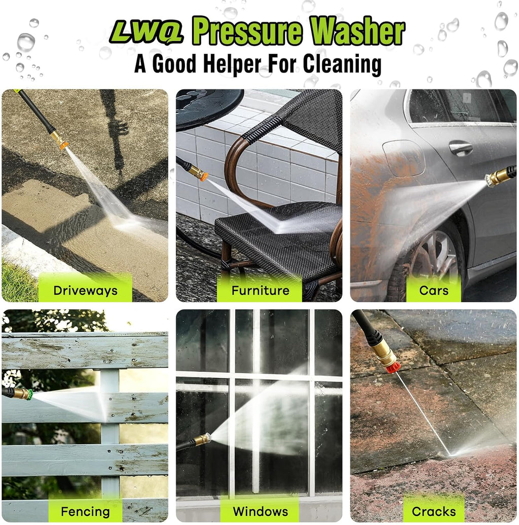 Pressure Washer, Power Washer with 4 Quick Connect Nozzles 1 Foam Cannon, High Pressure Cleaning Machine for Cars/Fences/Driveways/Patios/Farms/Home Cleaning(Bright Green)