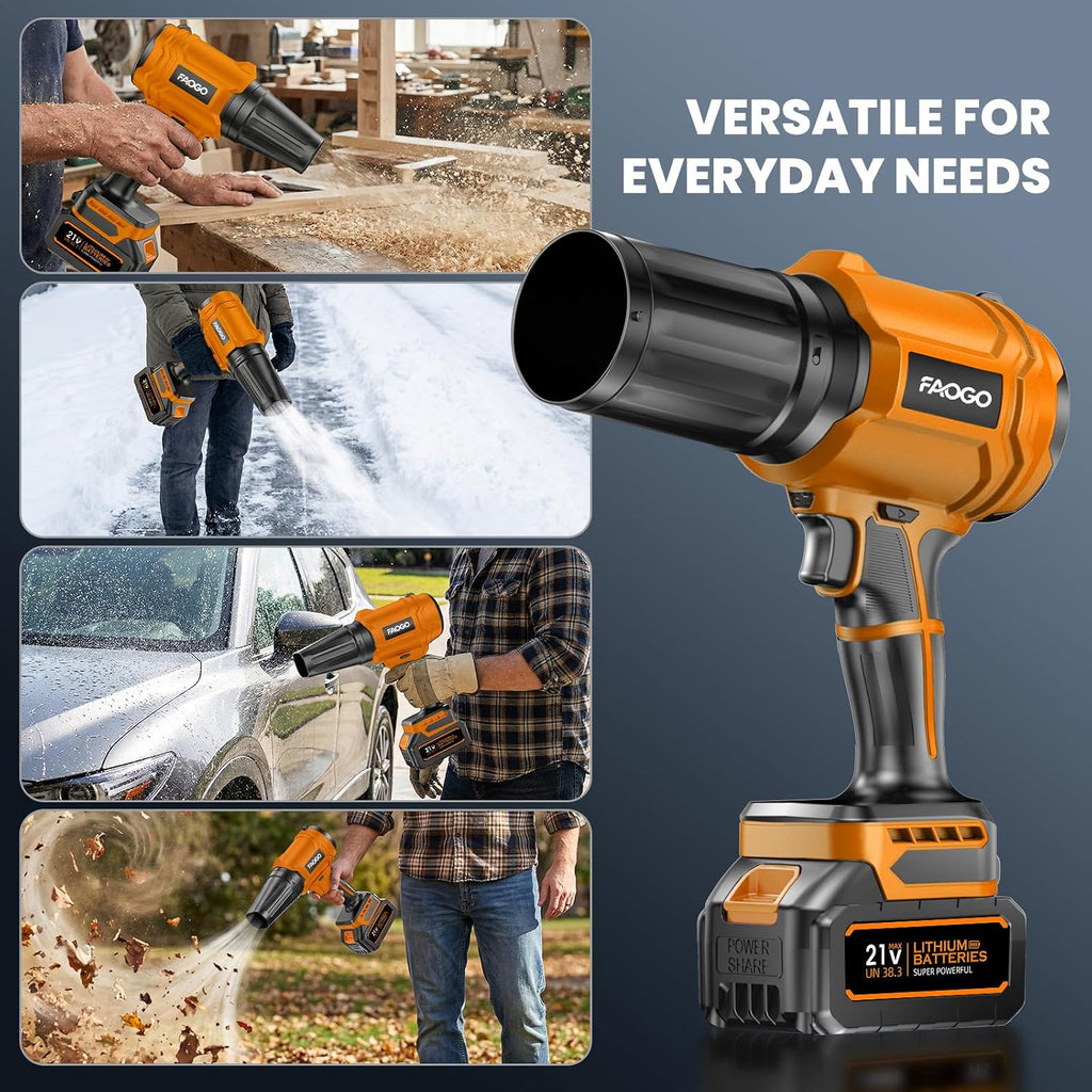 Cordless Leaf Blower with 2 Batteries & Charger - 990,000 RPM Electric Handheld Blower, Lightweight for Lawn, Yard, Patio, Garden Care - Orange